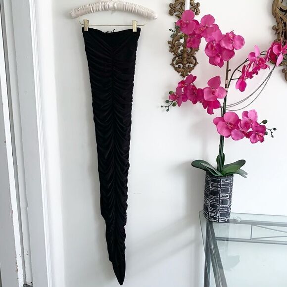 PLT BLACK RUCHED MIDI DRESS - Picture 2 of 10